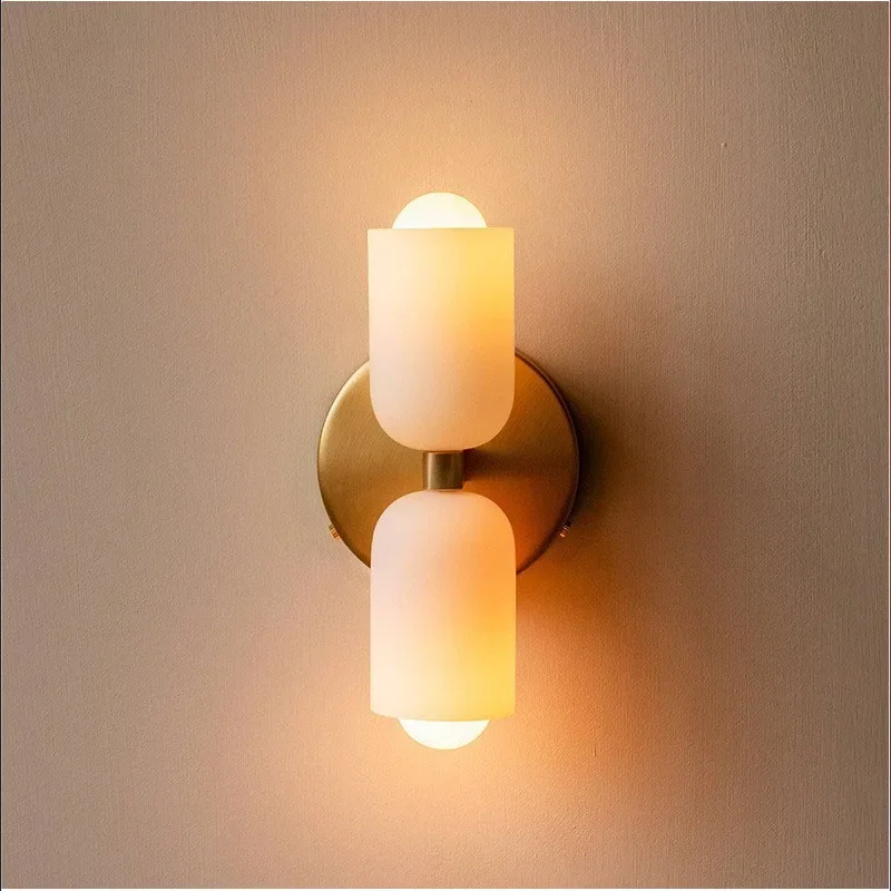 

Nordic Glas Down Sconce Colorful LED Wall Light Minimalist Bedroom Bedside Aisle Living Room Background Room Decor Wall Lamp