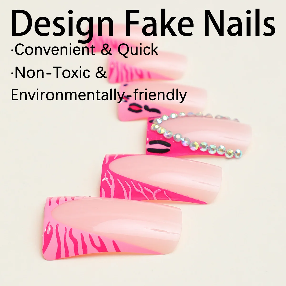 24pcs Popular Duckbill Style False Nail Patch French Pink Leopard  Print Press On Nails European Fake Nails Wearable Full Cover