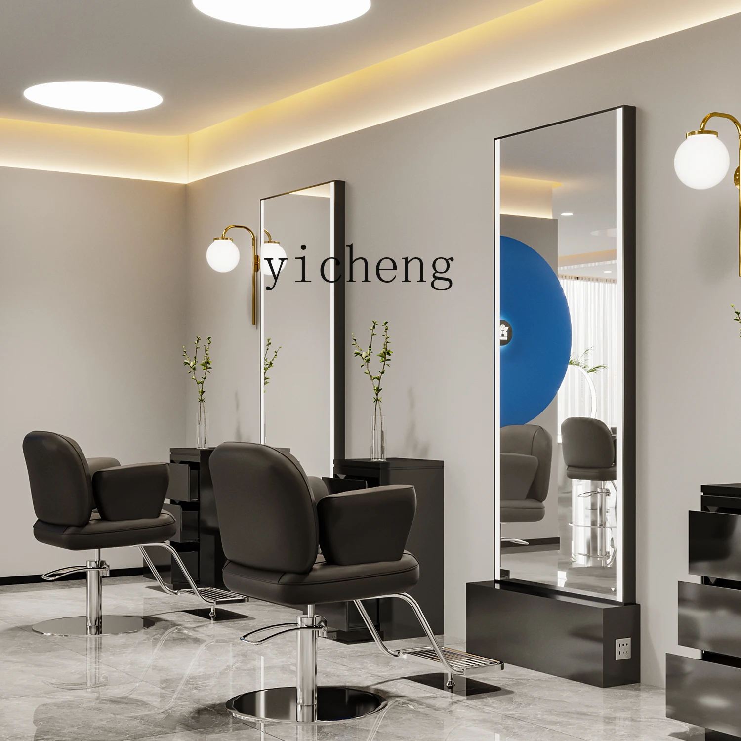 XL barber shop stainless steel mirror table high-end hair salon single-sided double-sided high definition mirror