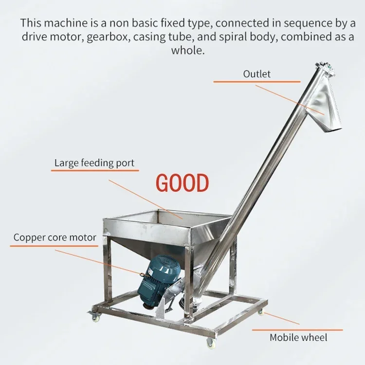 Stainless Steel Grain Suction Machine Flexible Screw Conveyor Particle Powder Food Conveyor