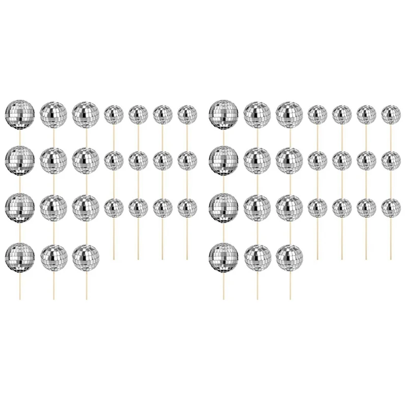 A02M-48Pcs ديسكو الكرة كب كيك القبعات العالية كعكة عيد ميلاد سعيد توبر ديسكو الكرة كعكة يختار موضوع كعكة ديكور لحزب موضوع ديسكو
