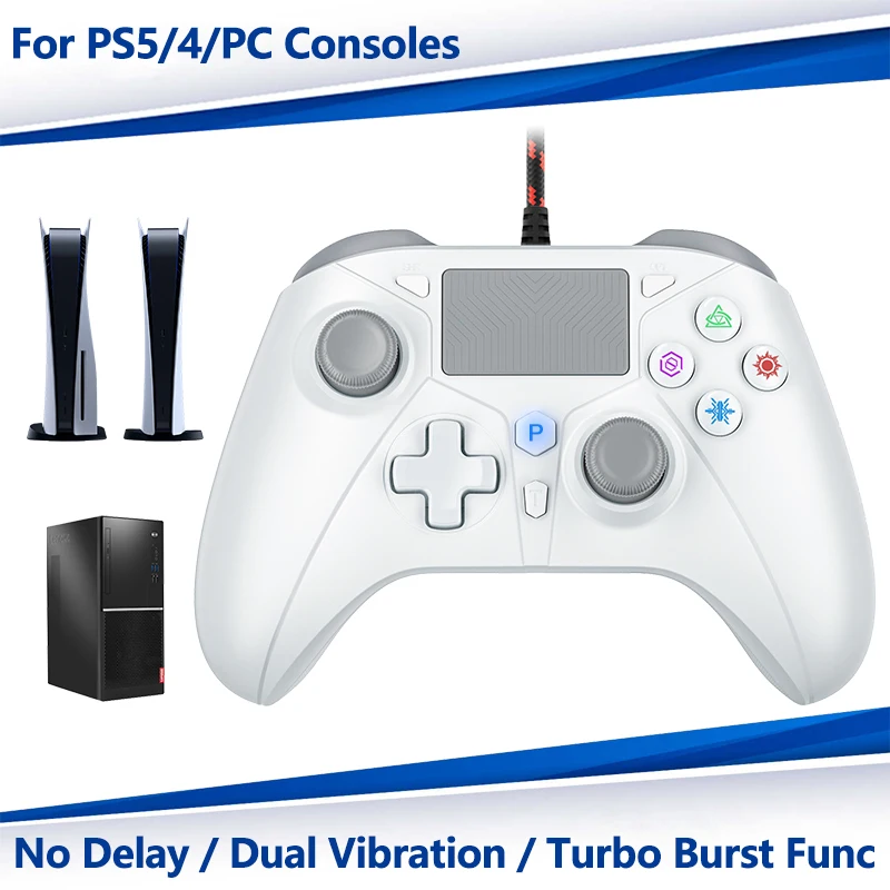 

2m Wired Gamepad For PS5/4/PC Console W/ Turbo Dual Vibration Controller No Delay Instant Connect Game Control Accessories