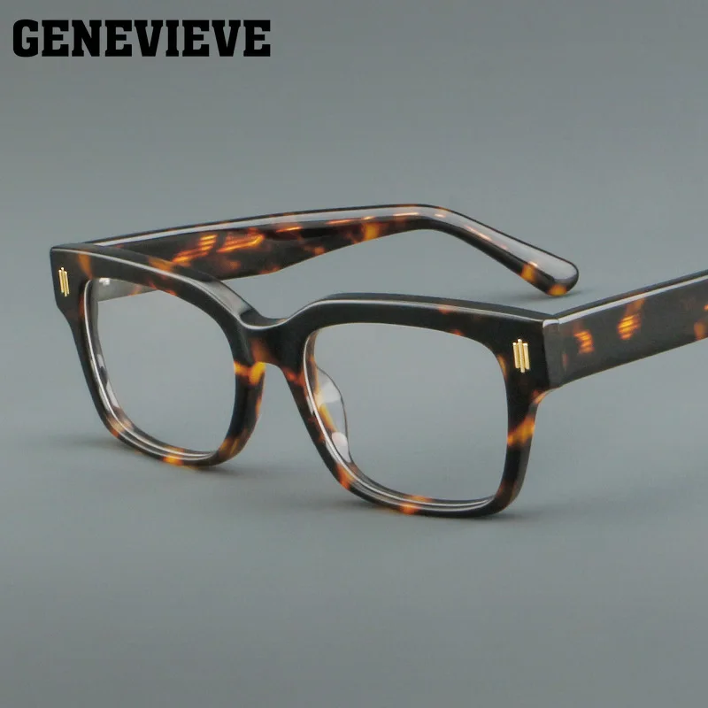 GENEVIEVE Retro Personalized Geometry Square Design Men's Anti-blue Light Photochromic Reading Glasses Customizable Prescription