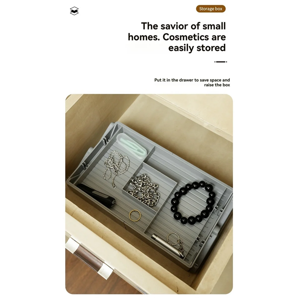 

ABQR Складной многоуровневый умный органайзер для ящиков, 3-х уровневый органайзер для ящиков, регулируемый расширяемый органайзер для ящика для макияжа