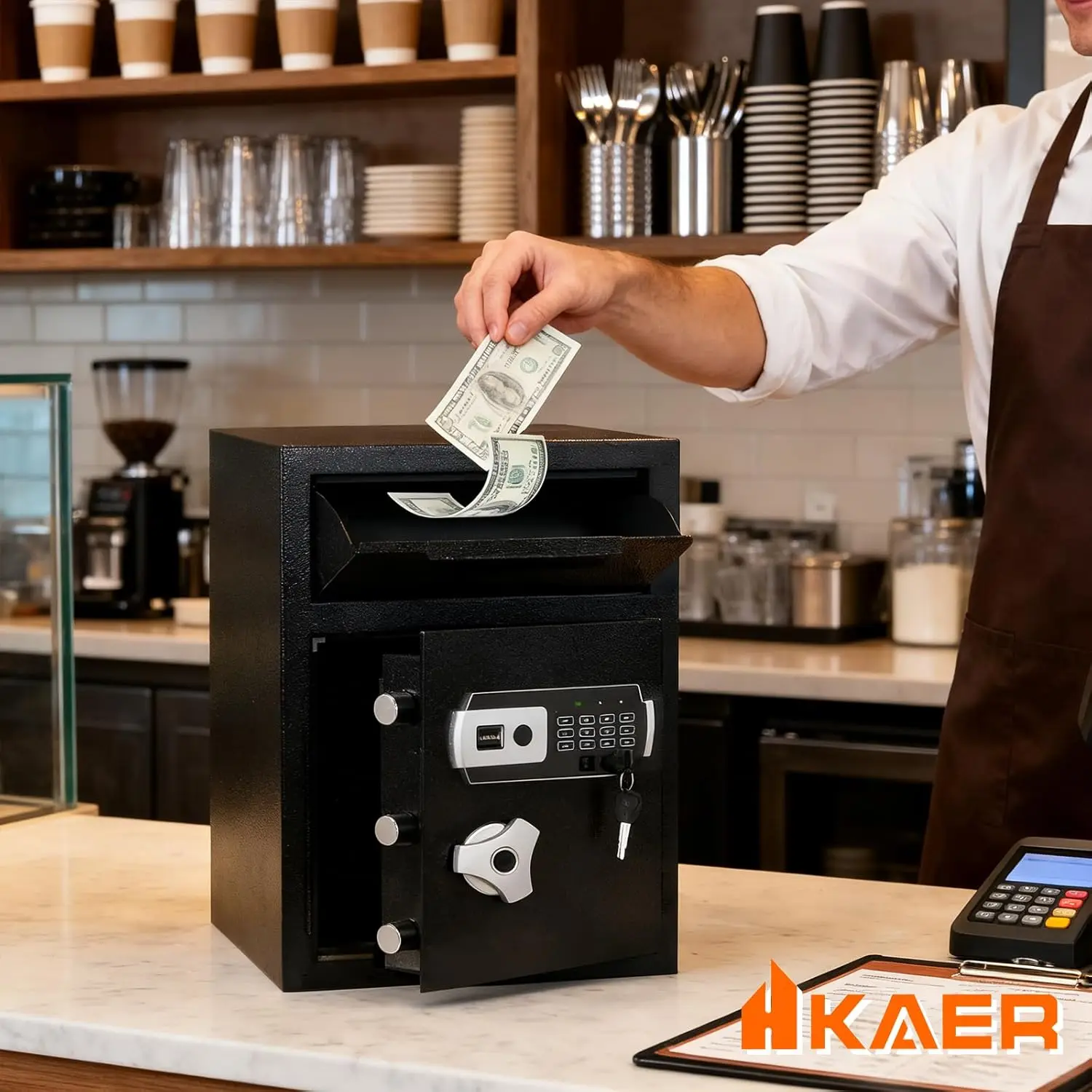 2.8 CUB Drop Slot Safe with Digital Lock, Anti-Fishing Design for Cash Security in Office or Home