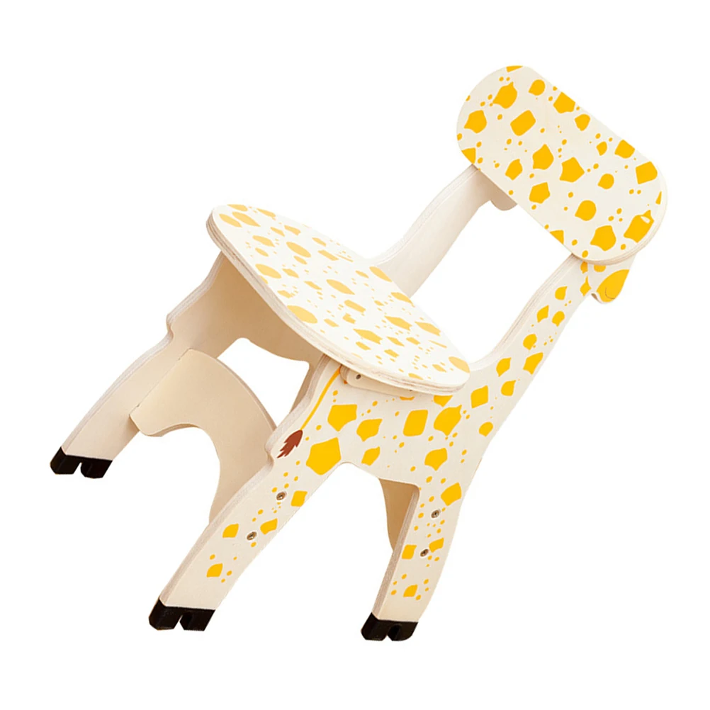 

New Wooden Giraffe Chair Kids Back Chair Smooth Corners Safe Early Childhood Sitting Education Kids Furniture Stool