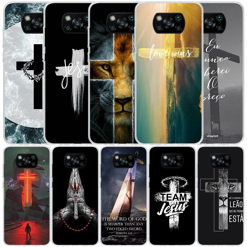 God Jesus Pray Cross Phone Case For Xiaomi Poco X6 X5 X4 X3 Nfc F6 F5 Pro F4 Gt F3 F2 F1 M5S M4 M3 M2 Soft TPU Back Cover