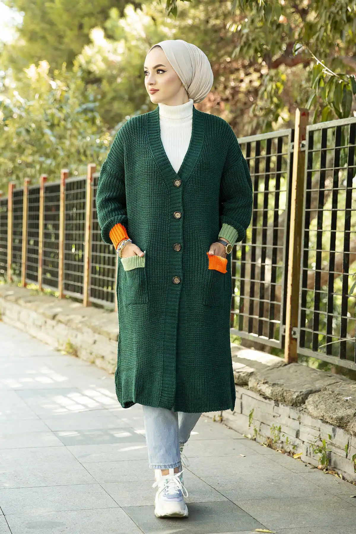 Button Knitwear Cardigan Emerald