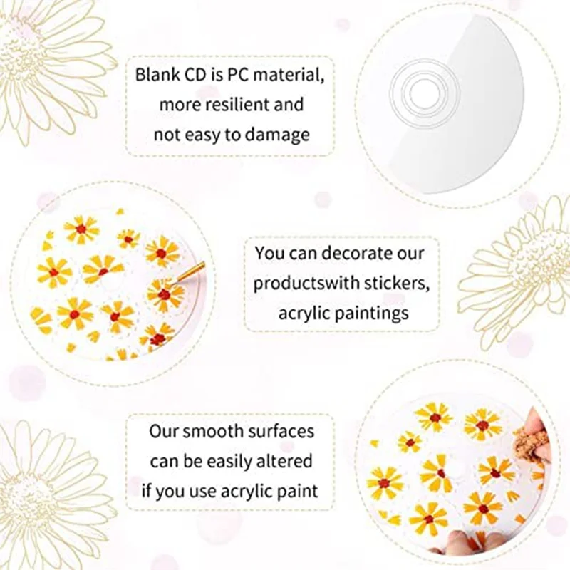 أقراص مضغوطة شفافة مطورة لطلاء أقراص مضغوطة فارغة للحرف اليدوية على الحائط (50 قطعة)