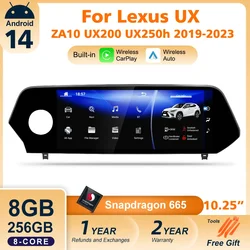 Android 14 Autoradio Carplay Screen For Lexus UX ZA10 UX200 UX250h 2019-2023 Multimedia Player Qualcomm Car Monitor Video Navi