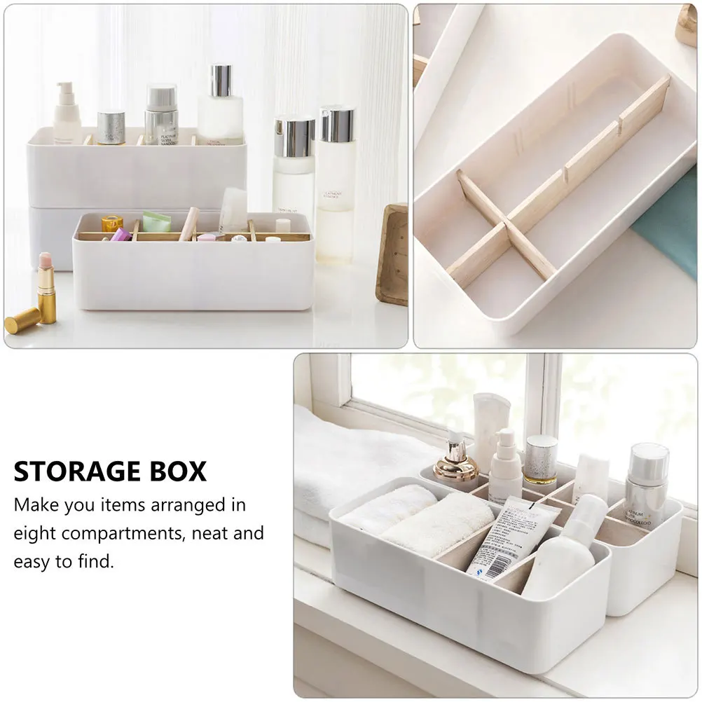 

1 pc Sock Storage Box 8 Compartment Wooden Organizer For Underwear Cosmetics Jewelry Handkerchief Household Case White