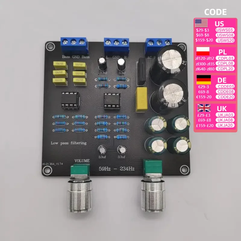 NE5532 Low-pass Filter Heavy Bass Crossover Continuously Adjustable AC12V