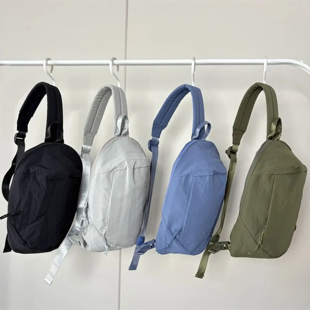 

Solid Color Nylon Shoulder Bag Lightweight Large Capacity Sports Crossbody Bag Korean Style Multifunctional Outdoor Chest Bag