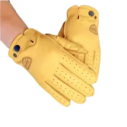Retro Men Motorcycle Riding Cowhide Genuine Leather Gloves Vintage Top Layer Cowhide Wear-resistant Cycling Camping Gloves