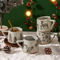 Christmas Gifts Retro Ceramic Mugs Heat-resistant Handgrip Coffee Cups Breakfast Milk Juice Tea Cups Kitchen Household Drinkware