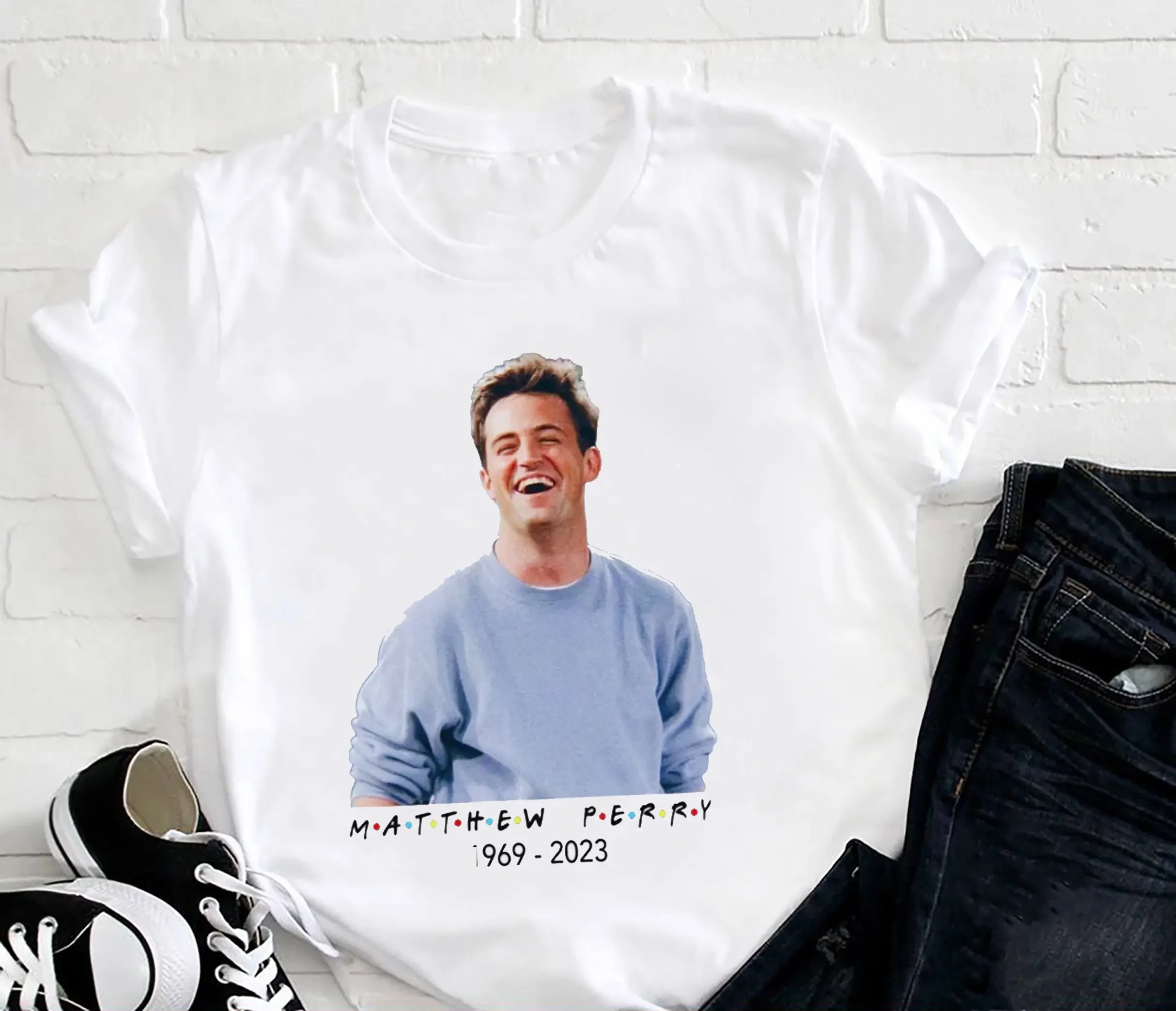 In Memory Of Matthew Perry Homage T Shirt Chandler Bing Friends Fan RIP