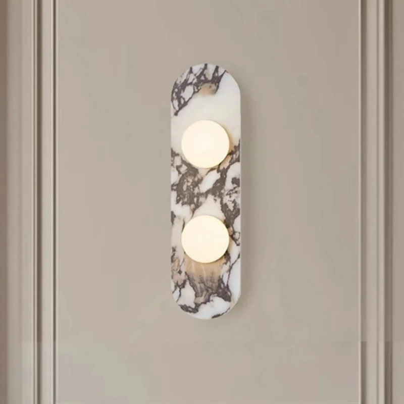 White Black Natural Stone Wall Light White Glass 8cm G9 Bulb Sconce Indoor Foyer Aisle Restaurant Bedroom Wall Lamp
