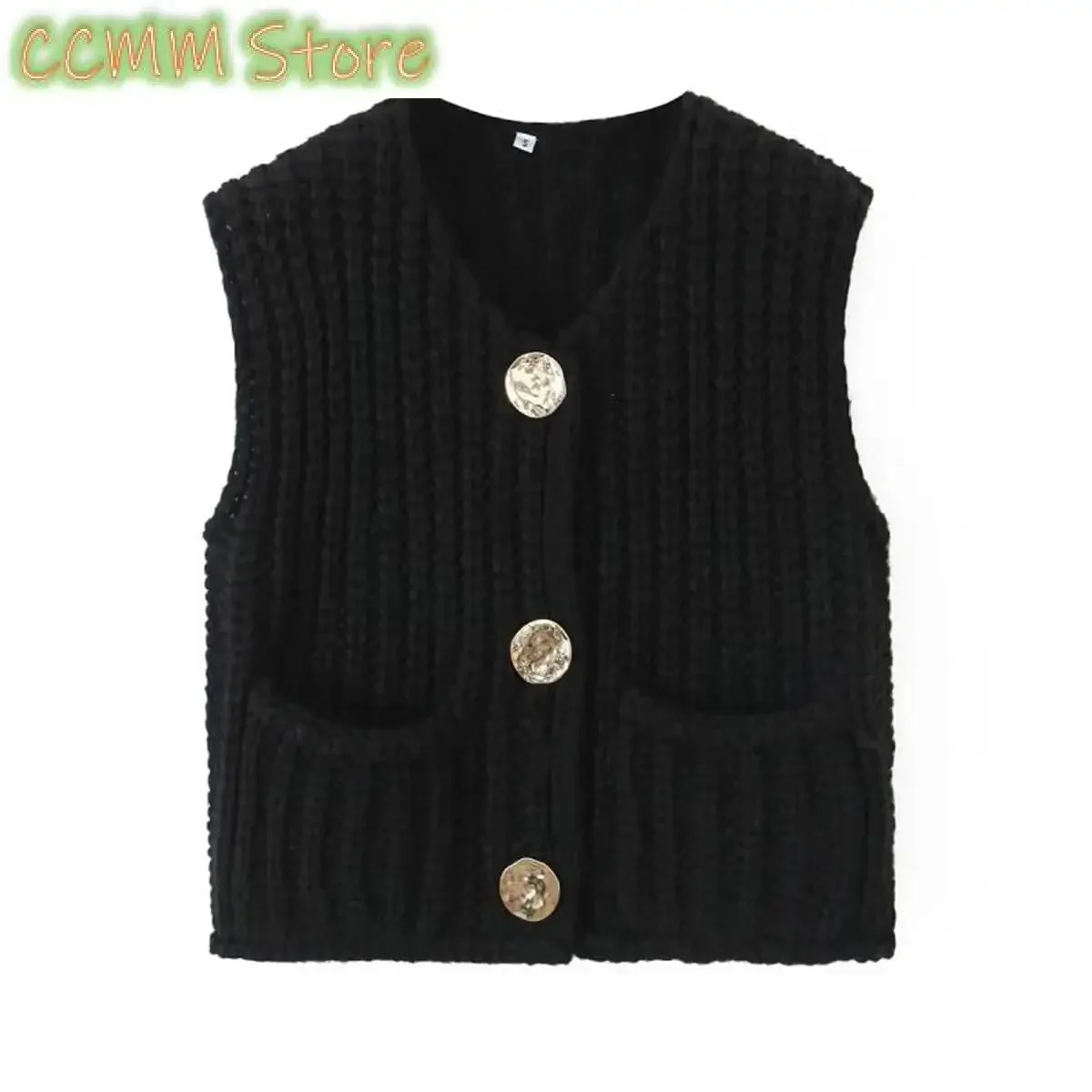 

Korean Fashion Crop Sweater Women Vest Solid Loose Casual Sweater Vest Cable Knit Sweater Vest For Women Luxury Designer Tops
