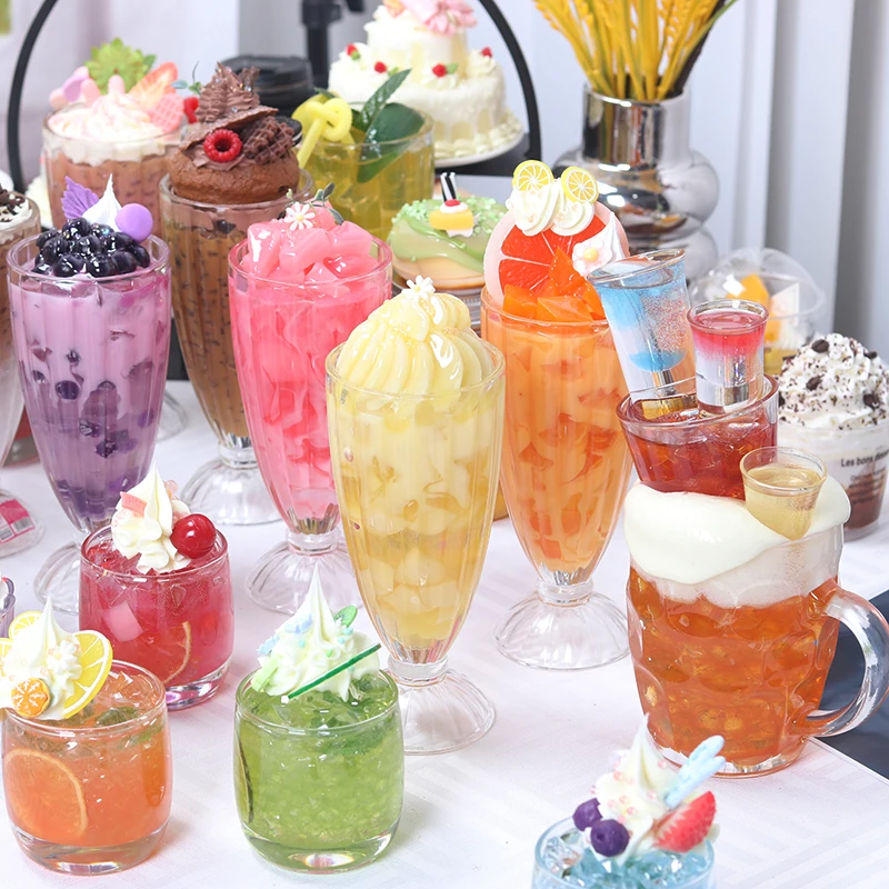 Simulation Ice Cream Dessert Milk Tea Shop Cup Fake Fruit Drink Cup Shop Display Table Decoration Model