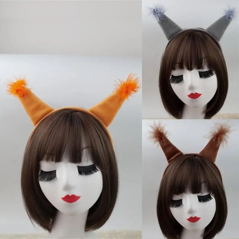 652F 3 قطعة طوق شعر الأذن السنجاب الكرتوني مع ذيل/ربطة عنق/تنورة/مجموعة قفازات عروض لعب الأدوار أغطية الرأس للنساء المراهقات #5