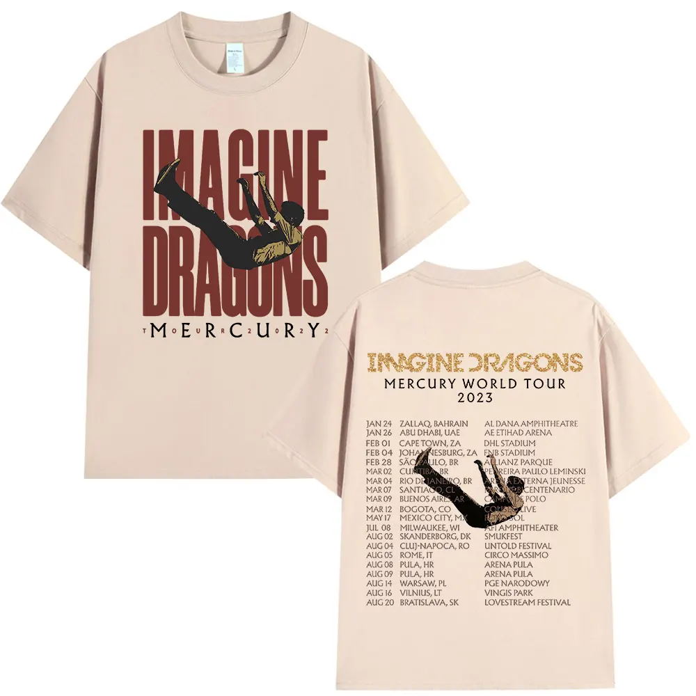 Imagine Dragons Mercury Tour 2022 Concert T Shirt Hip Hop Rock Band Tshirt Men Women Clothing Cotton Loose Short Sleeve T-shirts