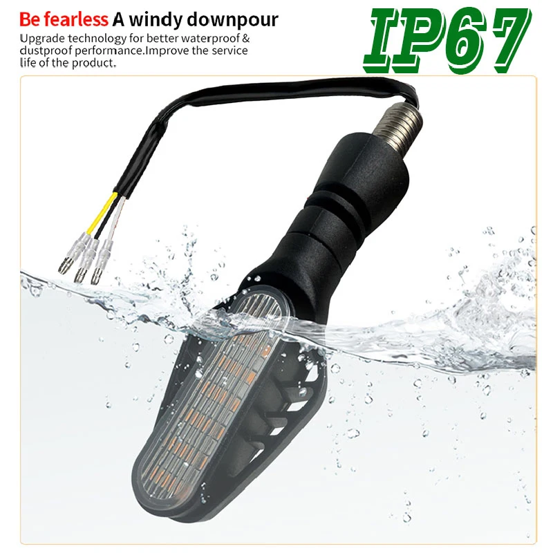 

Universal LED Motorcycle Directional Indicators Turn Signal Lights Warning DRL Blinker Moto Tail Brake Lamp Flowing Water Lamp