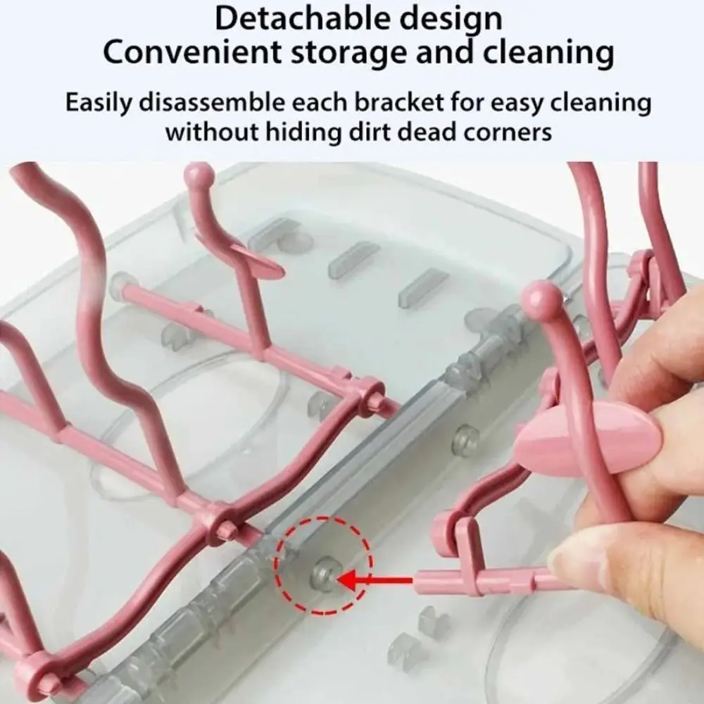 Collapsible Travel Bottle Drying Rack with Cover Dustproof Bottle Dryer Holder Foldable Box Portable Folding Draining Rack