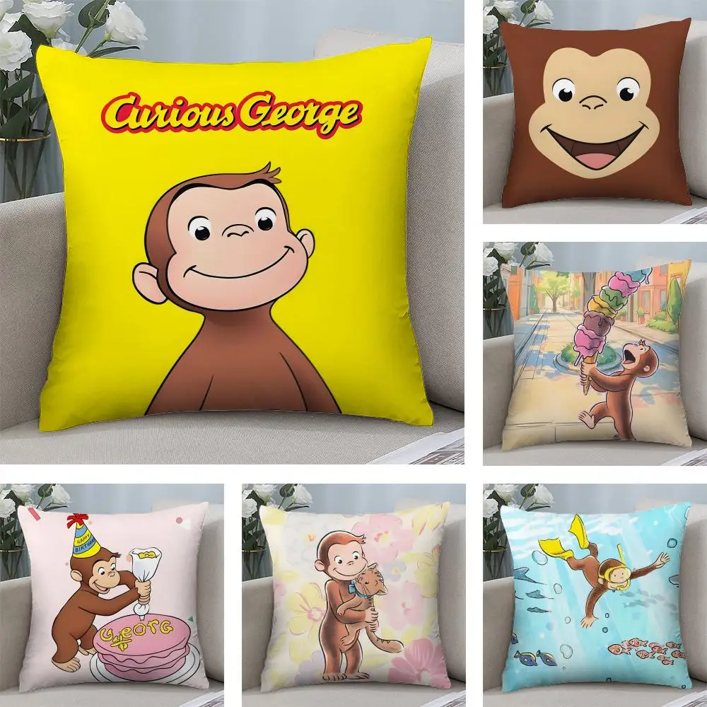 Curious George Monkey Cute Cushion Cover Plush Fabric Soft D
