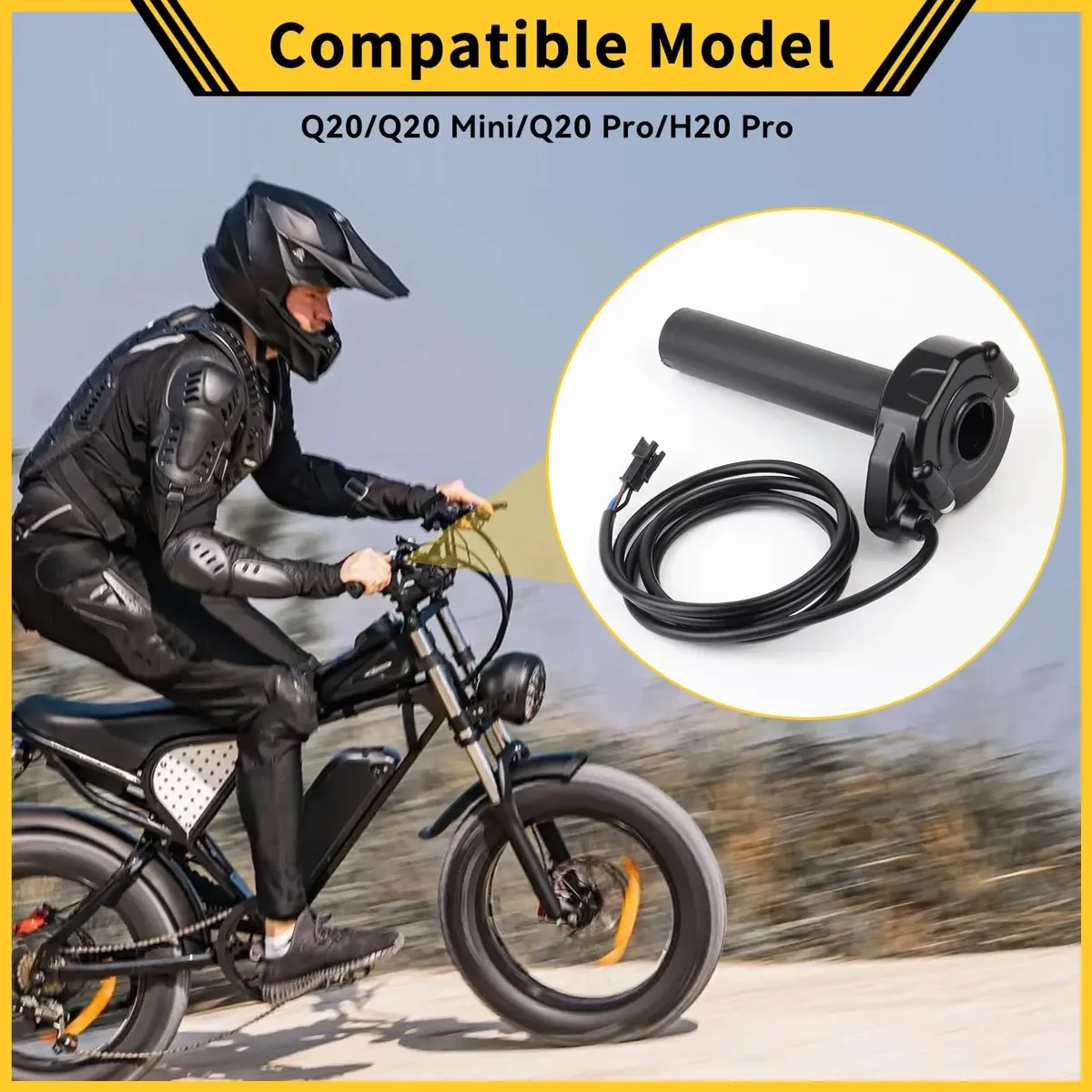 Universal 22mm Full Twist Throttle Grip Kit with Ignition Switch & Key for Ridstar Q20/H20 Pro/Surron E-Bike Scooter Plug & Play - view 2