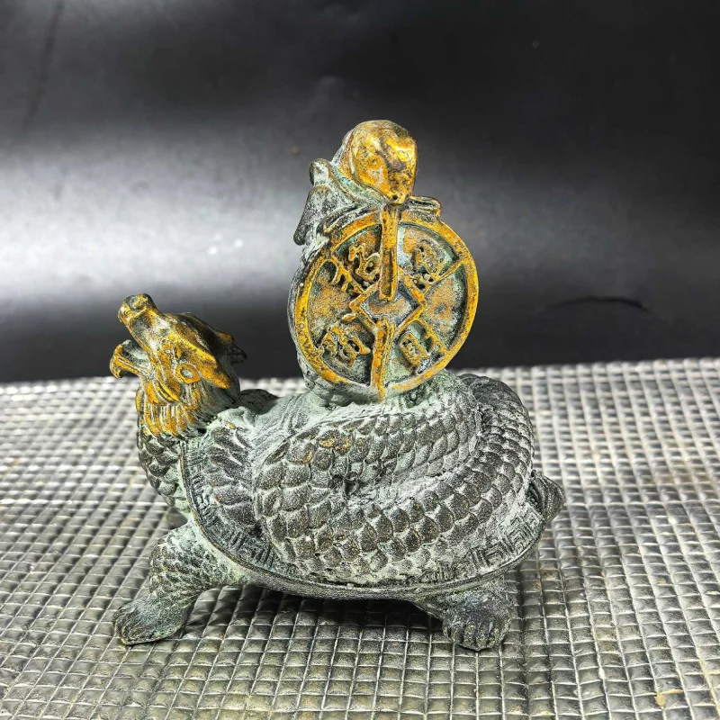 Gilt Basalt Ornament, Wealth and Longevity Decoration, Antique Bronze Item, Live Supply