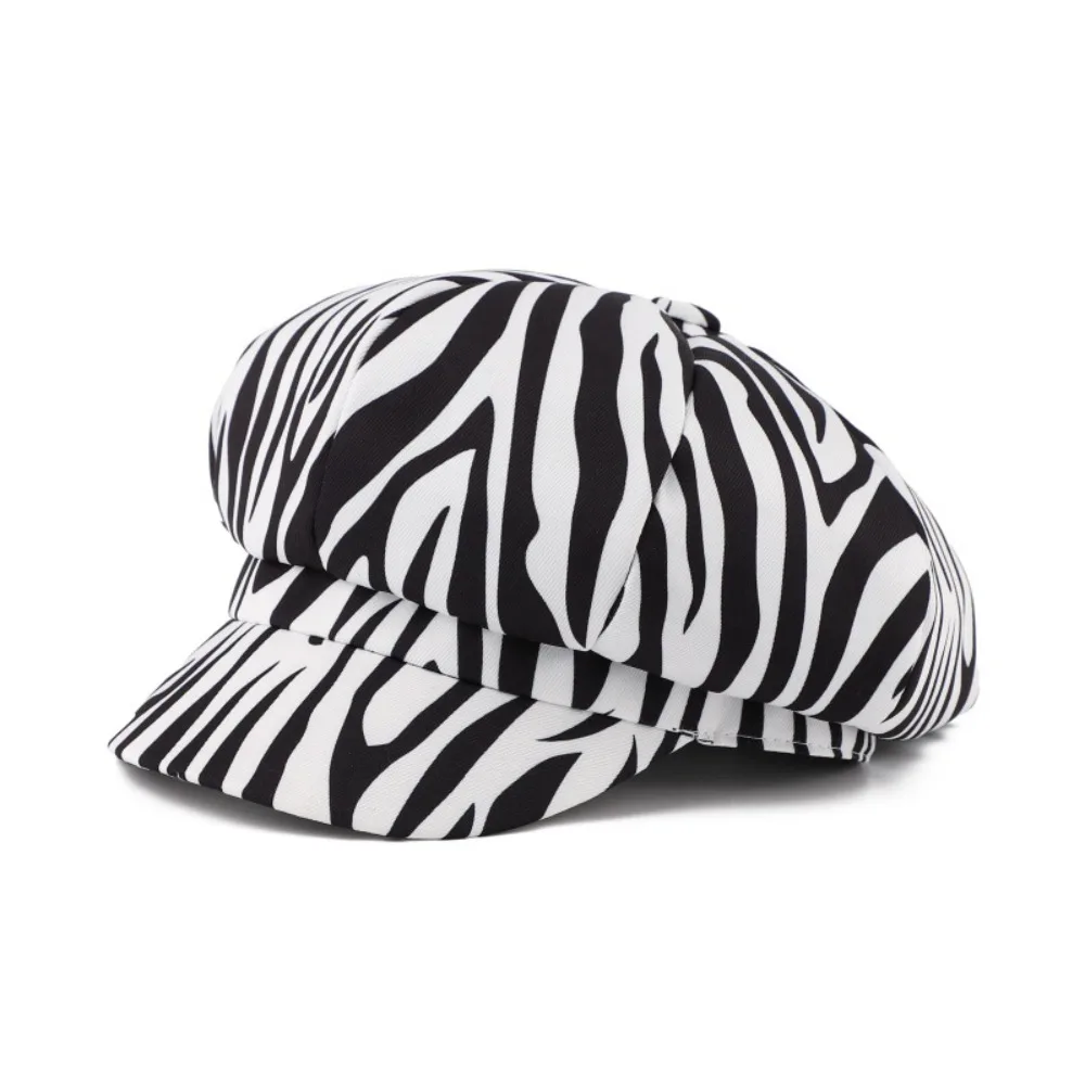 Personality Spot Leopard Print Octagonal Hat Polyester Y2K Women Beret Korean Style British Painter Hat Outdoor