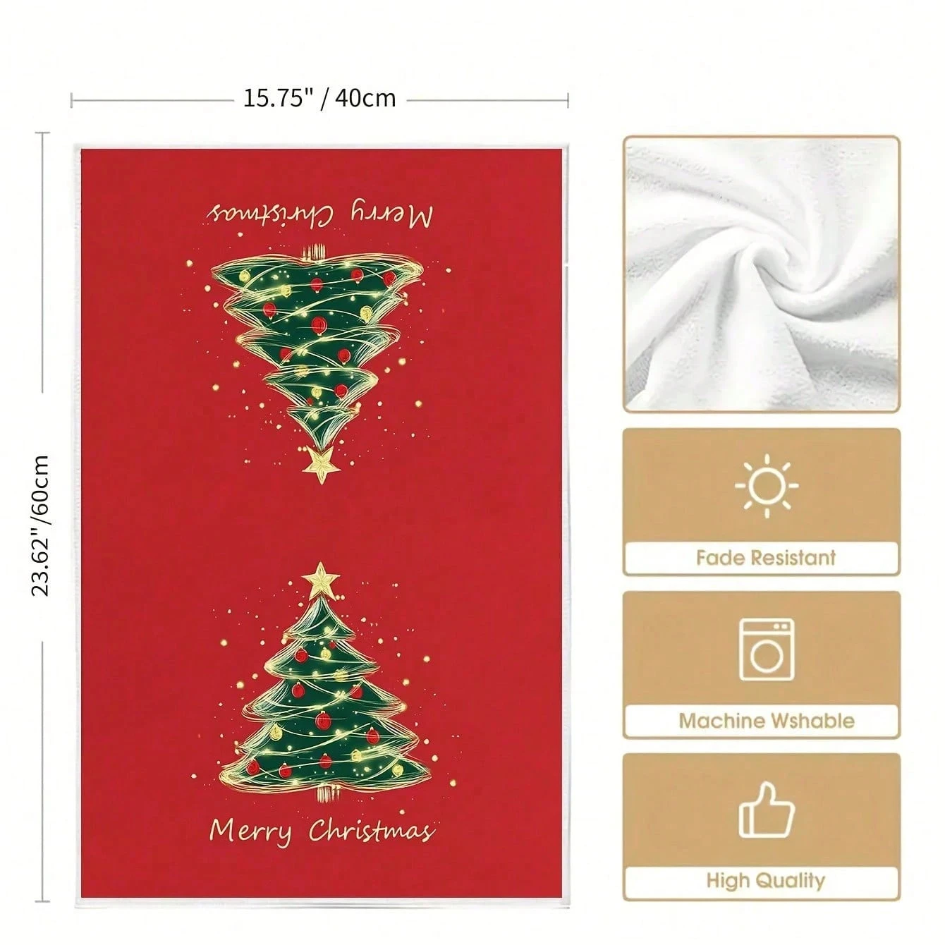 2-Piece Red & Green Christmas Hand Towels 4