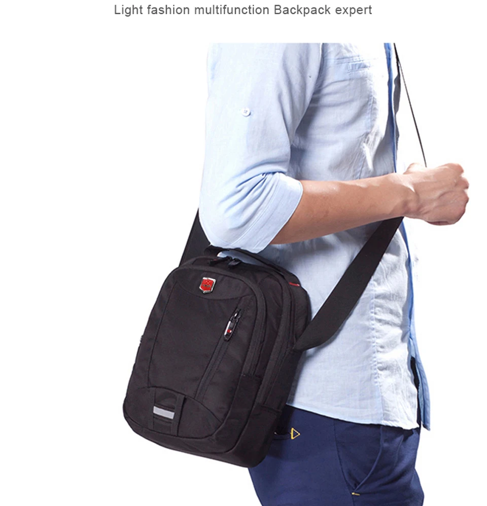 Schweizer Wasserdichte Oxford Herren-Umhängetasche Multifunktionale Business-Casual-Aktentasche Reise-Schultertasche Modische Handtasche – Detail 2