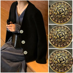 3PCS Metal Decorative Antique Buttons For Clothing Female Sweater Cardigan Jacket Coat Suit Sewing Luxury Accessories DIY Design