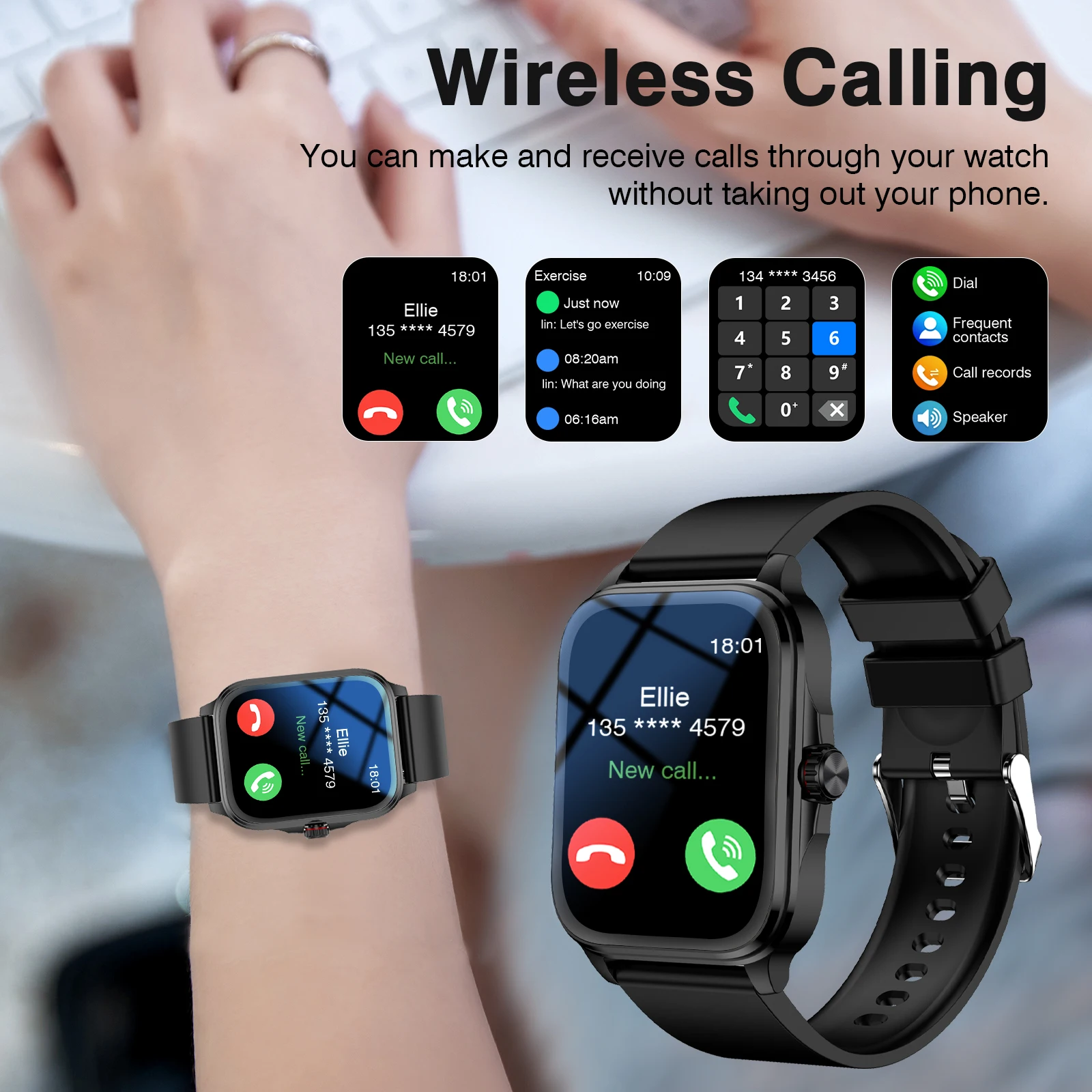 ساعة ذكية رياضية، مكالمات لاسلكية، تذكير بالمعلومات، ساعة رياضية خارجية متعددة الوظائف للرجال والنساء #2