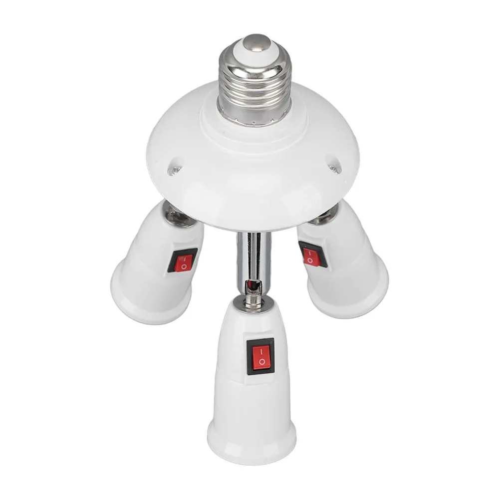 Universal 3 in 1 Light Extender 85-265V ABS Lamp Adapter Splitter Button Switch Light Splitter Office Lighting