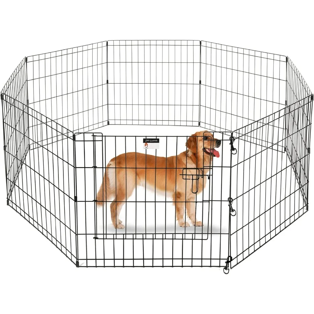 

Puppy Playpen -Foldable Metal Exercise Enclosure with Eight 24-Inch Panels - Indoor/Outdoor Fence for Dogs, Cats