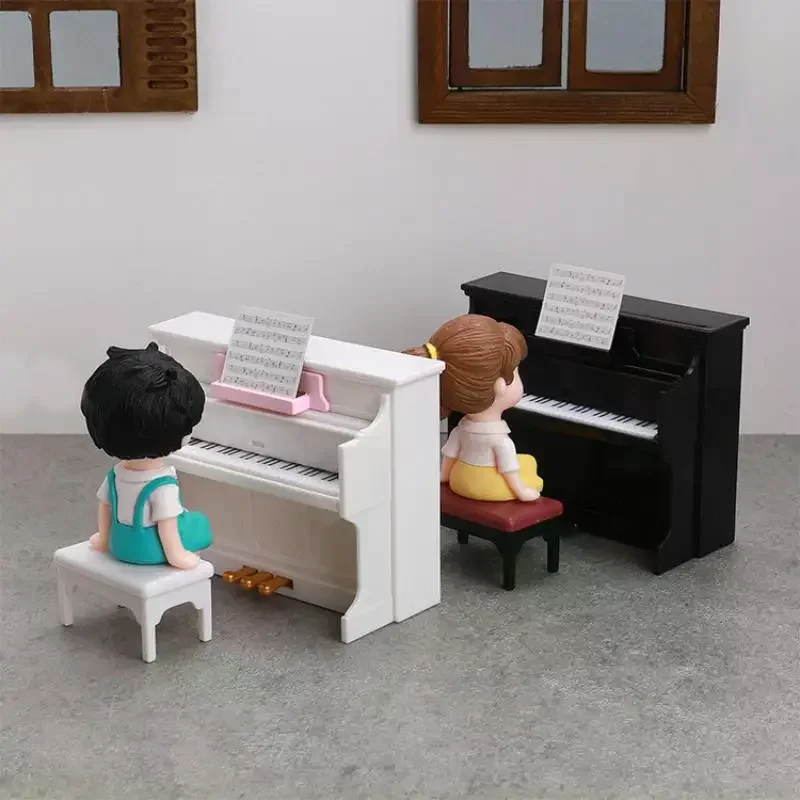 1 Set Dollhouse Miniature Cute Simulated Piano Furniture Model Musical Instruments For Doll House Decor Pretend Play Toys Gift