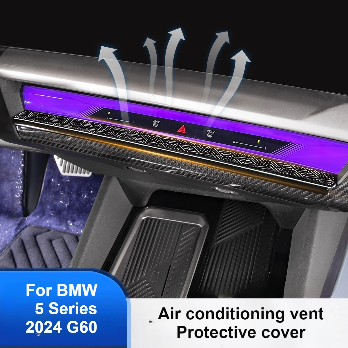 Car For BMW 5 Series G60 i5 2024 2025 Central Control Air Outlet Protective Cover Stainless Steel Anti-blocking Dust Cover Inter