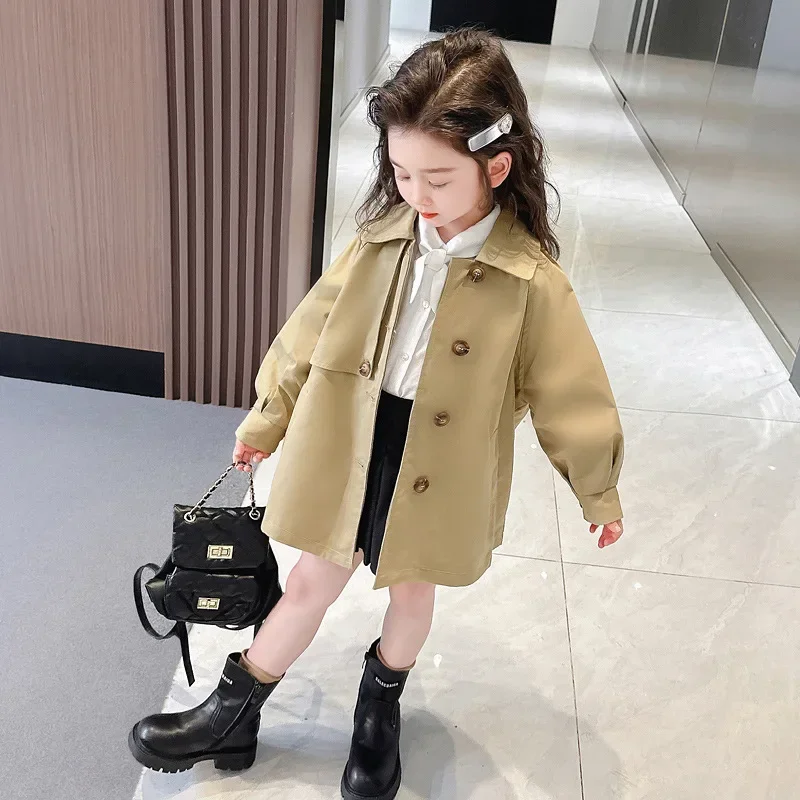 Children's coat spring new cotton in the long solid color trench coat Korean version baby coat top