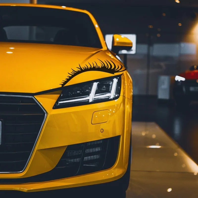 1Pair Of Charming Eyelash Stickers For Car Headlights,Car Bumper Decorations,Motorcycle Shaped Body Stickers,Windshield Stickers