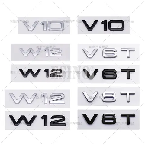 자동차 스타일링 V6T V8T V10 W12 3D ABS 크롬 엠블럼 자동차 배지 스티커 데칼 for Audi A6 A7 A8 S4 S5 S6 S7 S8 RS4 RS5 RS6 RS7 TT R8
