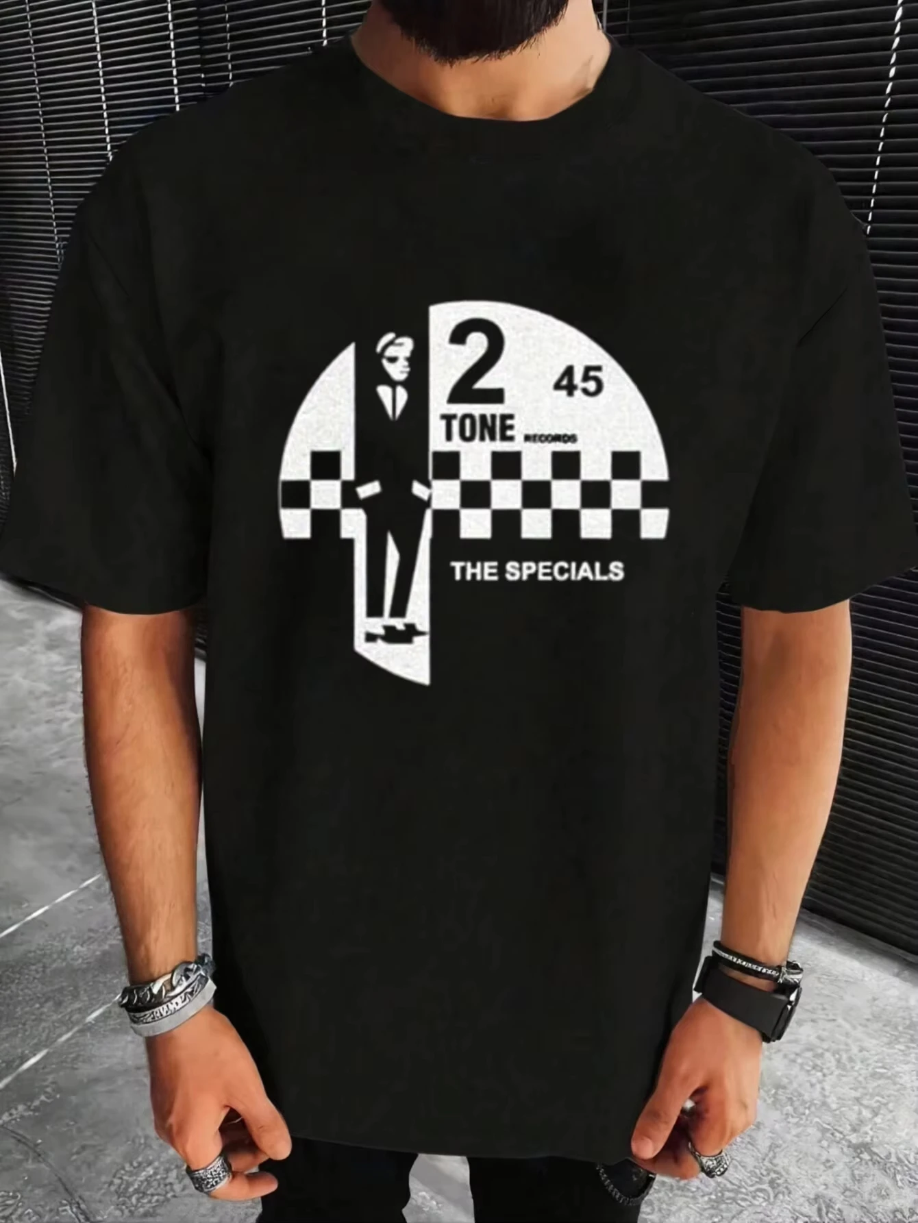 Men's The Specials 2 Tone Records T-shirt - Rare British Ska Music Retro Logo and 80s Nostalgic Style Ska Fans Dress Up