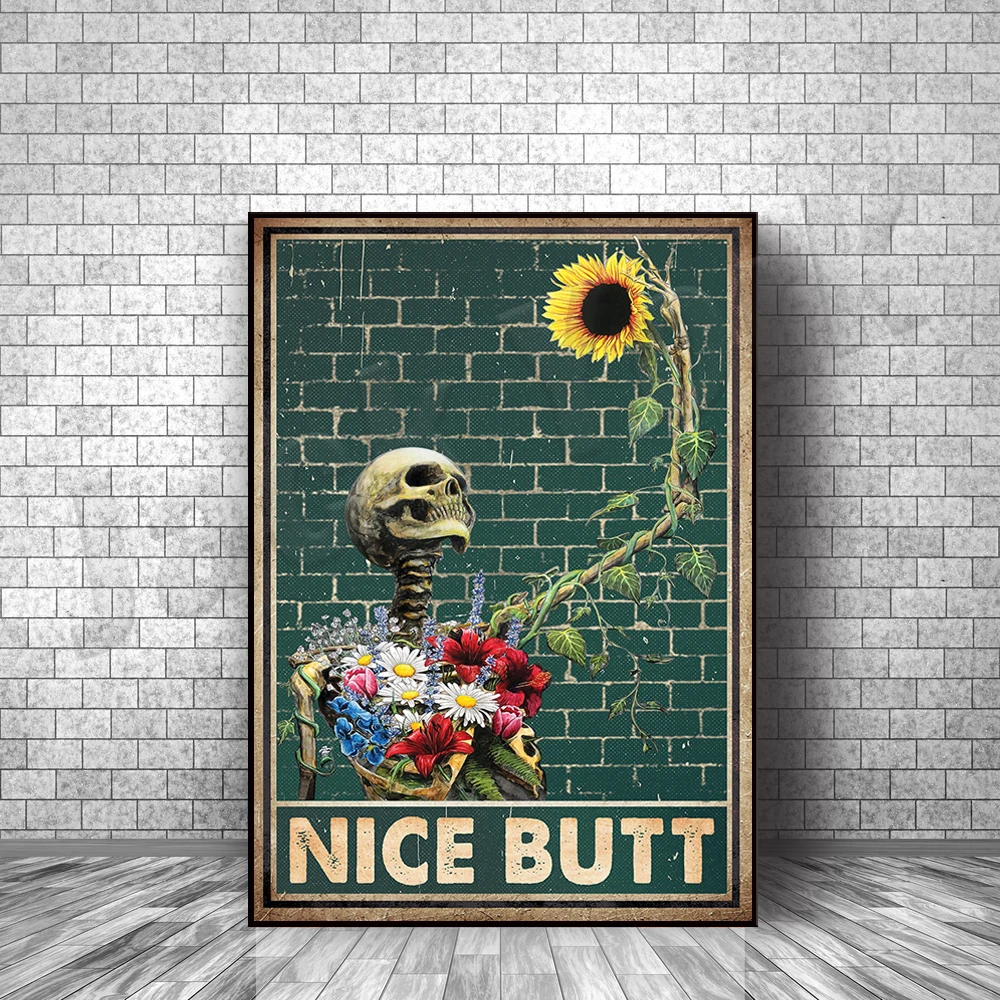 Pretty Ass Skeleton Poster, Halloween Poster, Home Sign, Vintage Art Print Wall Art, Vintage Poster Gift
