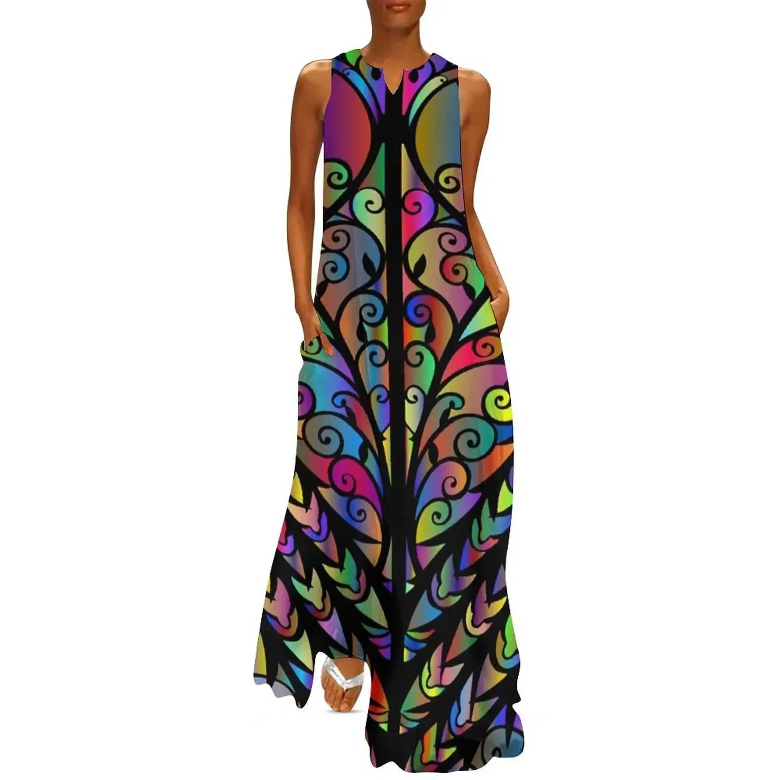 

Colorful Paisley Peacock Rainbow Bird Long Dress women's evening dresses women's luxury party dress Party dresses Dress