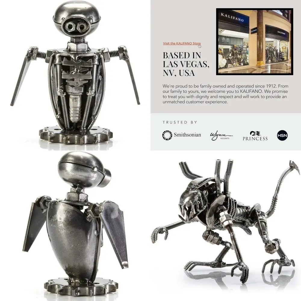 

Handcrafted Unique Recycled Metal Sculpture - One-of-a-Kind Steel Art Creation with Nuts and Bolts