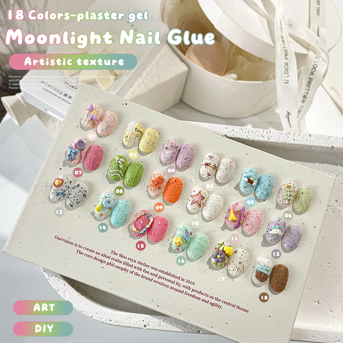 18-teiliges MORDDA Künstlerisches Gipsgel Mondlicht Nagelgel-Set, Salonqualität DIY Nagelkunst-Kit, Einweich-Nagelgel Professionelle Maniküre – Detail 5