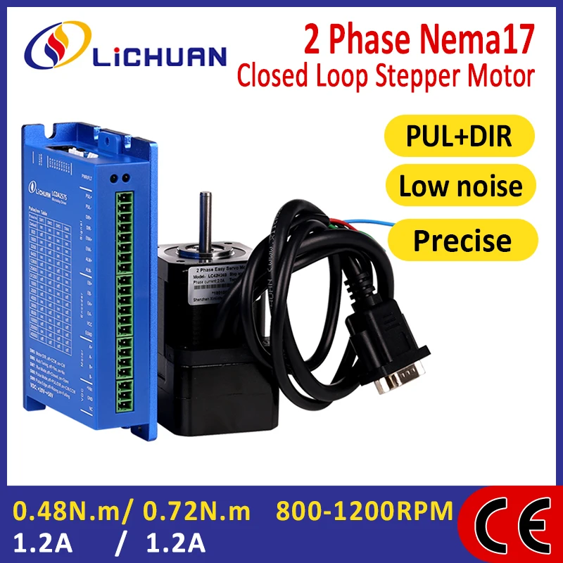 

Lichuan 0.48N.m/0.72N.m 2 Phase Nema17 Stepper Closed Loop Motor Driver DC Closed Loop Stepper Motor Drivers Kit for CNC Machine