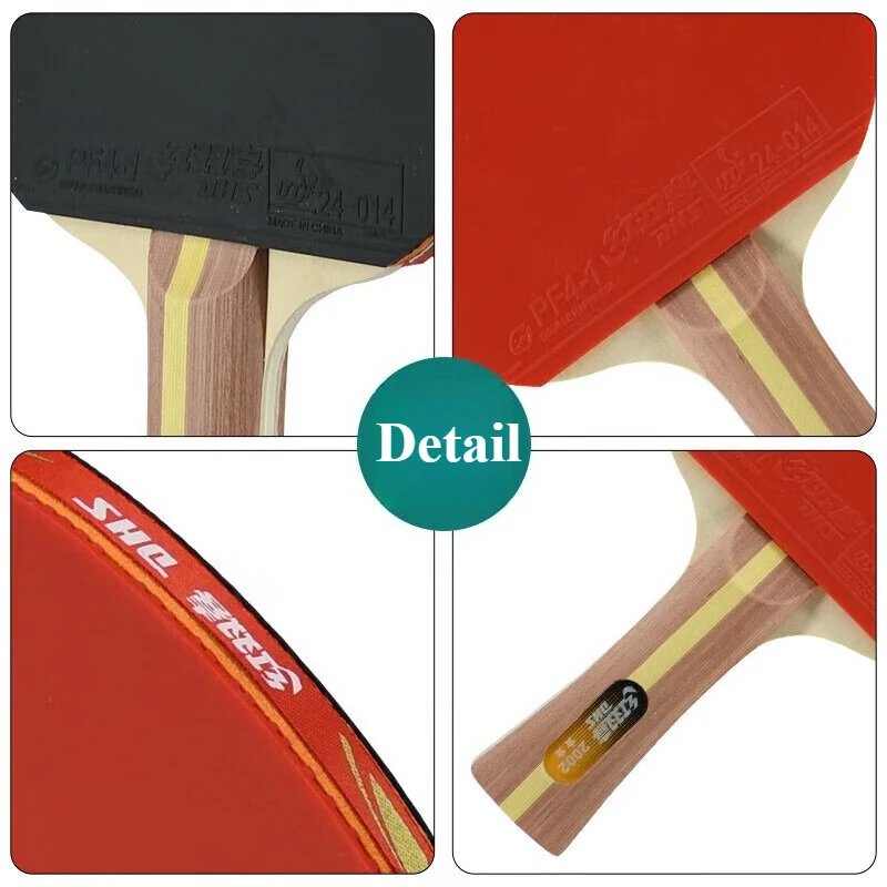 DHS Table Tennis Racket Professional 2-star H2002 Horizontal Grip Double-sided Pimples in Single Racket with Racket Bag and Ball
