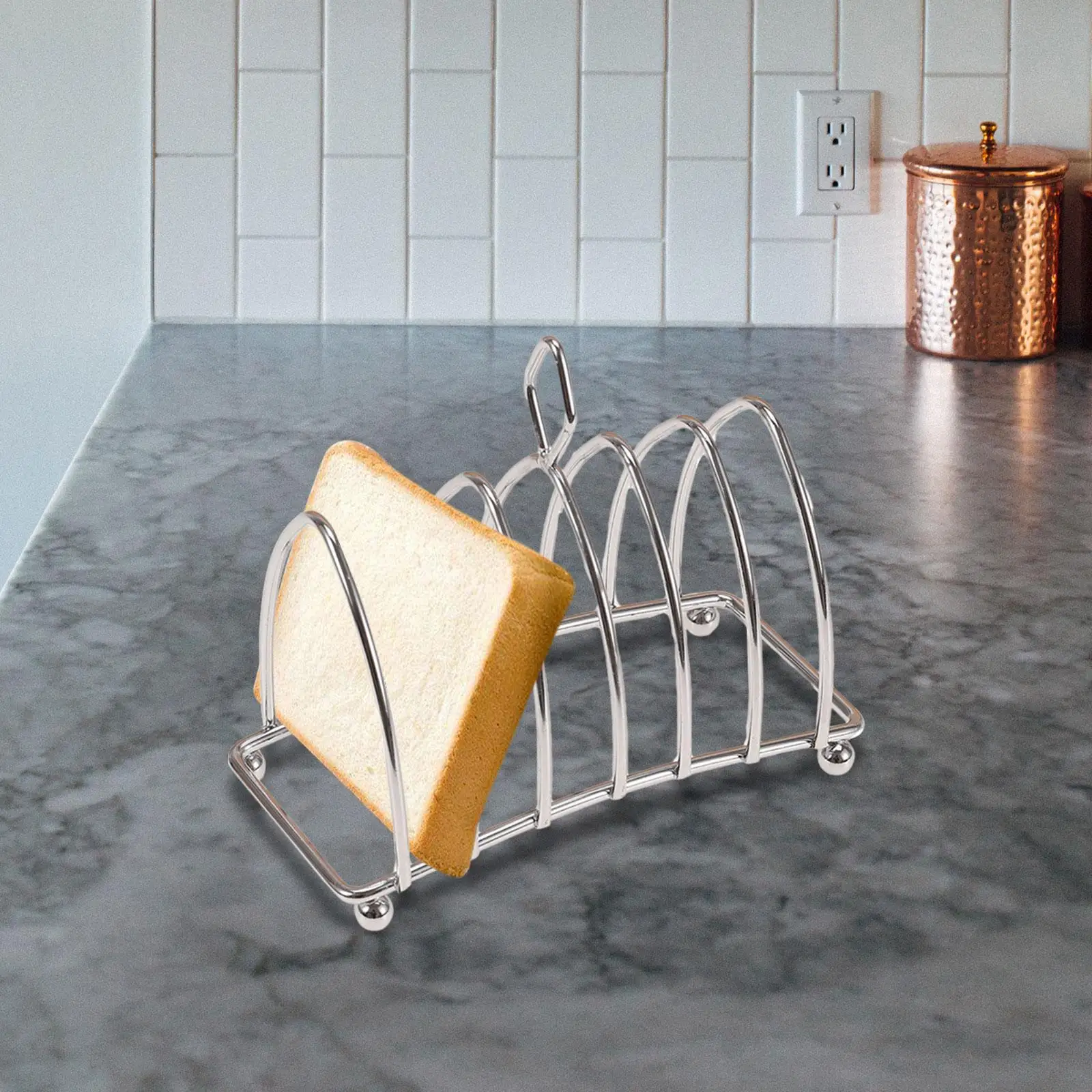 Rejilla para tostadas con patas de bola y asa de transporte para mesa de comedor para 6 rebanadas